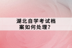 湖北自學(xué)考試檔案如何處理？