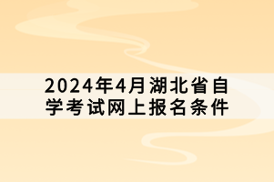 2024年4月湖北省自學考試網(wǎng)上報名條件