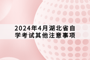 2024年4月湖北省自學(xué)考試其他注意事項