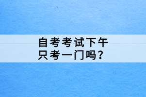 自考考試下午只考一門嗎？