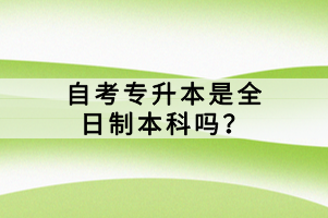 自考專升本是全日制本科嗎？