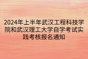 2024年上半年武漢工程科技學院和武漢理工大學自學考試實踐考核報名通知