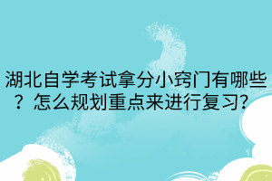 湖北自學(xué)考試拿分小竅門有哪些？怎么規(guī)劃重點(diǎn)來進(jìn)行復(fù)習(xí)？