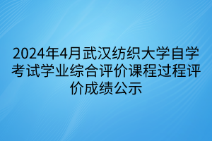 2024年4月武漢紡織大學(xué)自學(xué)考試學(xué)業(yè)綜合評價課程過程評價成績公示