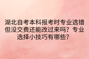 湖北自考本科報(bào)考時(shí)專業(yè)選錯(cuò)但沒交費(fèi)還能改過來嗎？專業(yè)選擇小技巧有哪些？