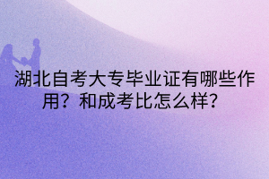 湖北自考大專畢業(yè)證有哪些作用？和成考比怎么樣？