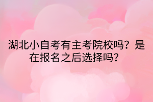 湖北小自考有主考院校嗎？是在報名之后選擇嗎？