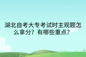 湖北自考大?？荚嚂r主觀題怎么拿分？有哪些重點？