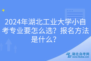 2024年湖北工業(yè)大學(xué)小自考專業(yè)要怎么選？報名方法是什么？