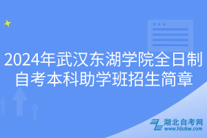 2024年武漢東湖學院全日制自考本科助學班招生簡章