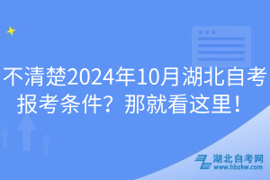 不清楚2024年10月湖北自考報(bào)考條件？那就看這里！