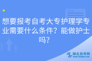 想要報(bào)考自考大專護(hù)理學(xué)專業(yè)需要什么條件？能做護(hù)士嗎？