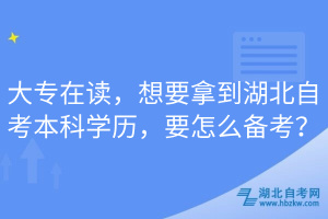 大專在讀，想要拿到湖北自考本科學歷，要怎么備考？