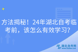 方法揭秘！24年湖北自考臨考前，該怎么有效學(xué)習(xí)？