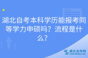 湖北自考本科學(xué)歷能報(bào)考同等學(xué)力申碩嗎？流程是什么？