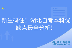 新生碼住！湖北自考本科優(yōu)缺點最全分析！