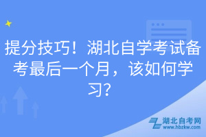 提分技巧！湖北自學考試備考最后一個月，該如何學習？