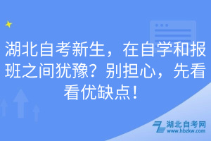 湖北自考新生，在自學(xué)和報(bào)班之間猶豫？別擔(dān)心，先看看優(yōu)缺點(diǎn)！