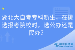 湖北大自考?？菩律?，在挑選報(bào)考院校時，選公辦還是民辦？