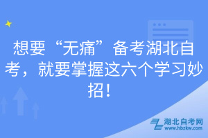 想要“無痛”備考湖北自考，就要掌握這六個學(xué)習(xí)妙招！