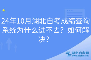 24年10月湖北自考成績查詢系統(tǒng)為什么進不去？如何解決？