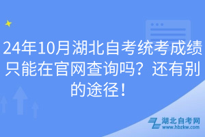 24年10月湖北自考統(tǒng)考成績只能在官網(wǎng)查詢嗎？還有別的途徑！