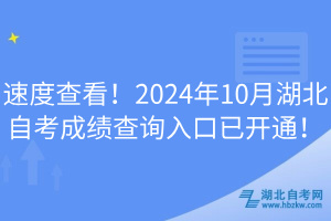 速度查看！2024年10月湖北自考成績查詢?nèi)肟谝验_通！