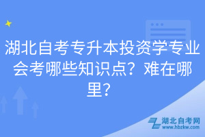 湖北自考專升本投資學(xué)專業(yè)會(huì)考哪些知識(shí)點(diǎn)？難在哪里？