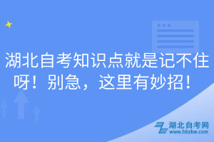 湖北自考知識點就是記不住呀！別急，這里有妙招！