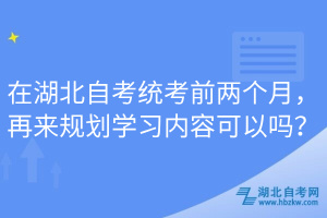 在湖北自考統(tǒng)考前兩個月，再來規(guī)劃學(xué)習(xí)內(nèi)容可以嗎？