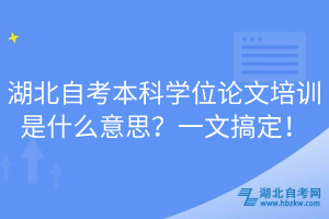 湖北自考本科學位論文培訓是什么意思？一文搞定！