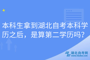 本科生拿到湖北自考本科學(xué)歷之后，是算第二學(xué)歷嗎？