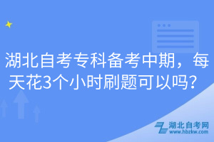 湖北自考?？苽淇贾衅?，每天花3個(gè)小時(shí)刷題可以嗎？