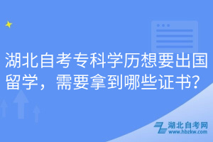 湖北自考?？茖W(xué)歷想要出國留學(xué)，需要拿到哪些證書？