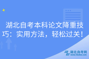 湖北自考本科論文降重技巧：實用方法，輕松過關！