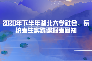 2020年下半年湖北大學社會、系統(tǒng)考生實踐課報考通知