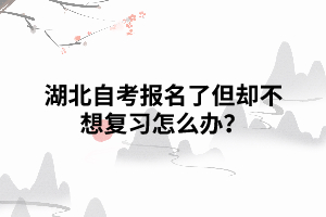 湖北自考報名了但卻不想復(fù)習(xí)怎么辦？