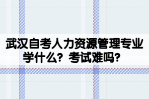 武漢自考人力資源管理專業(yè)學什么？考試難嗎？