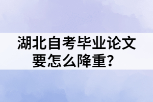 湖北自考畢業(yè)論文要怎么降重？