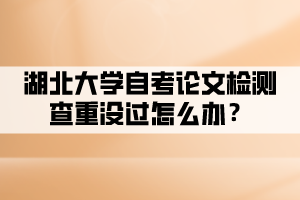 湖北大學(xué)自考論文檢測(cè)查重沒(méi)過(guò)怎么辦？