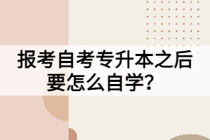 報(bào)考自考專升本之后要怎么自學(xué)？