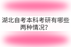 湖北自考本科考研有哪些兩種情況？