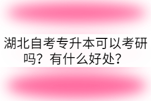 湖北自考專升本可以考研嗎？有什么好處？