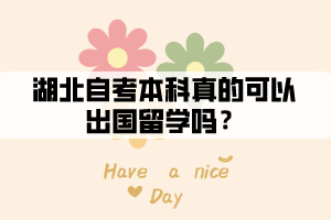 湖北自考本科真的可以出國留學嗎？