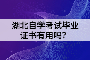 湖北自學(xué)考試畢業(yè)證書有用嗎？