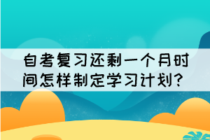 自考復(fù)習(xí)還剩一個(gè)月時(shí)間怎樣制定學(xué)習(xí)計(jì)劃？