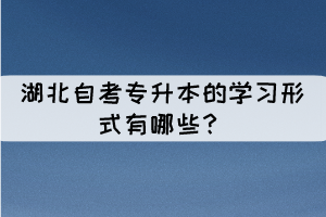 湖北自考專升本的學(xué)習(xí)形式有哪些？