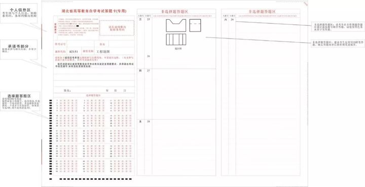 湖北自考答題卡通用版使用規(guī)范