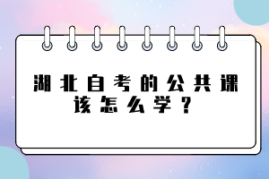 湖北自考的公共課該怎么學？