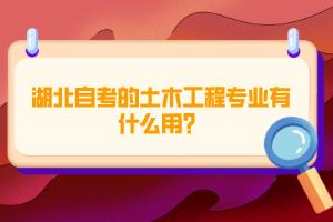 湖北自考的土木工程專業(yè)有什么用？